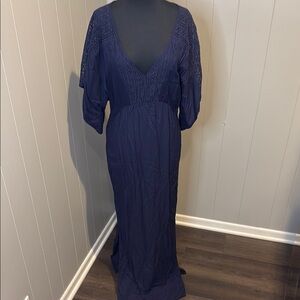 B4 VENUS Women’s 4 Navy Maxi Dress with Lace Detail